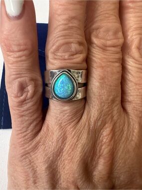 Silpada Sterling Silver Teardrop Blue Opal Ring